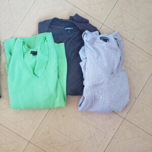 3 Sweaters Express Size Large (Green. Beige and Brown)